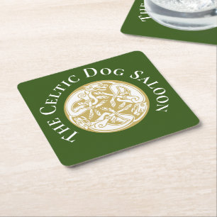 Guld Celtic Hund Trio Anpassningsbar Underlägg Papper Kvadrat