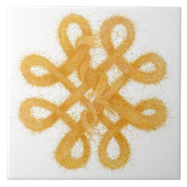 GULD CELTIC KNOT 6-tums keramiskt plattor i kvadra Kakelplatta (Framsidan)