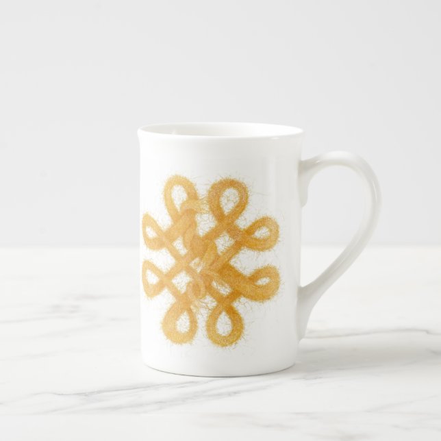 GULD CELTIC KNOT Bone China Mugg Benporslin Mugg (Höger)