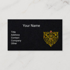 GULD CELTIC KNOT HYPER VALENTINE HEART Black Visitkort