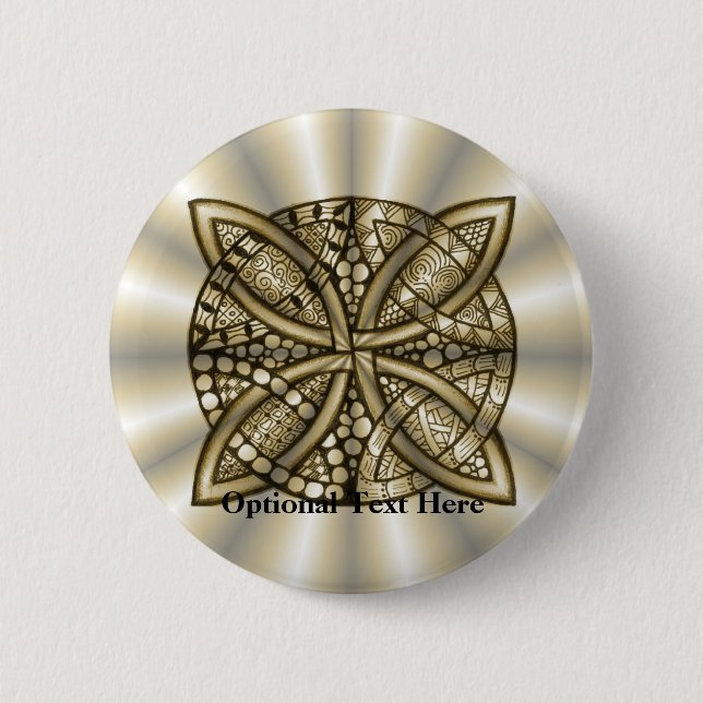 Guld Celtic Knot Original Artistic Design Knapp (Framsida)