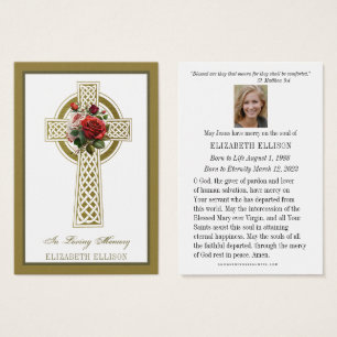 Guld Celtic Kor Ro Funeral Prayer Card Visitkort