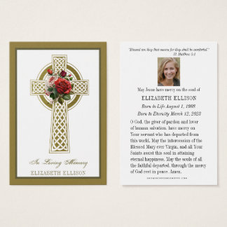 Guld Celtic Kor Ro Funeral Prayer Card Visitkort