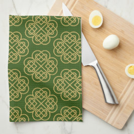 Guld Celtic Shamrock Mönster Kökshandduk