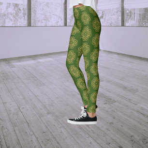 Guld Celtic Shamrock-mönster Leggings