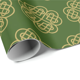 Guld Celtic Shamrock Mönster Presentpapper