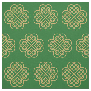 Guld Celtic Shamrock Mönster Tyg