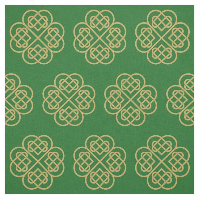 Guld Celtic Shamrock Mönster Tyg (Provkarta)