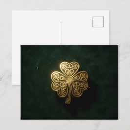 Guld Celtisk Shamrock Grön Högtidlig Julkort Helg Vykort