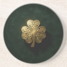 Guld Celtisk Shamrock Grön Sten Underlägg