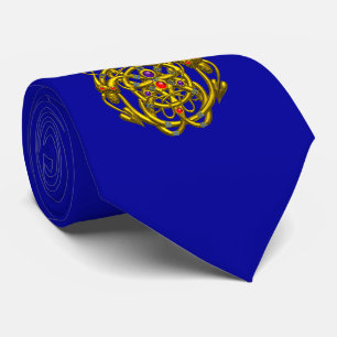 GULD CELTISKA KNOT MED TVÅ DRAGONER Blue Slips