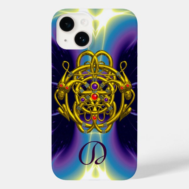GULD CELTISKA KNOT MED TVÅ DRAGONER MONOGRAM (Baksida)