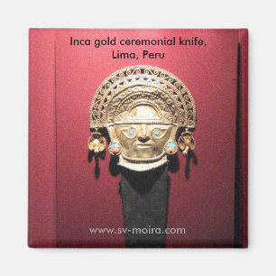 Guld- ceremoniell knivar för Inca (Tumi), Lima, Magnet