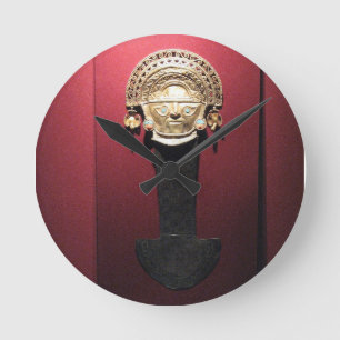 Guld- ceremoniell knivar för Inca (Tumi), Lima, Rund Klocka