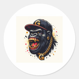 Guld Chain Gorilla Runt Klistermärke