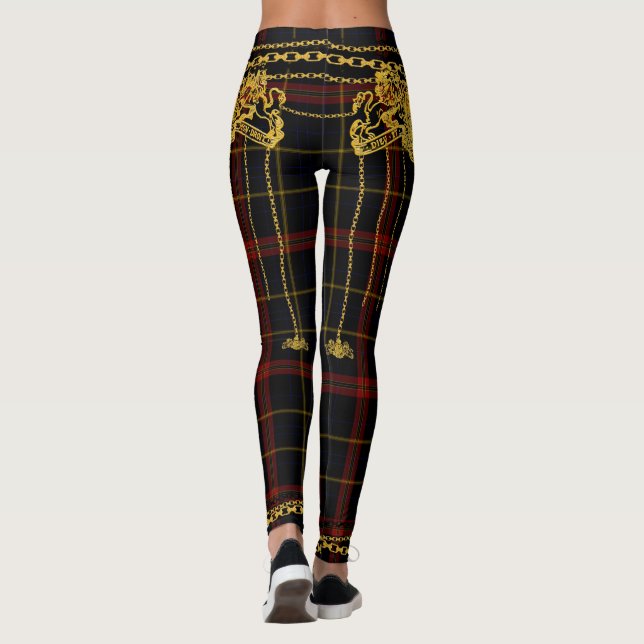Guld chain Trim Red Black Tartan Play Leggings (Baksida)