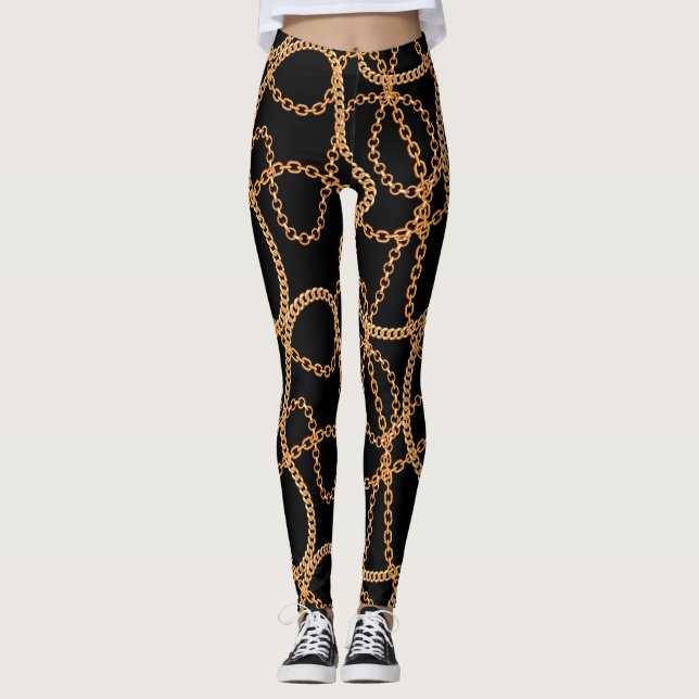 Guld Chains Luxury  Leggings (Framsida)