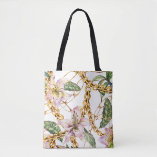 Guld Chains & Royal Lilies: Watercolor Elegance Tygkasse