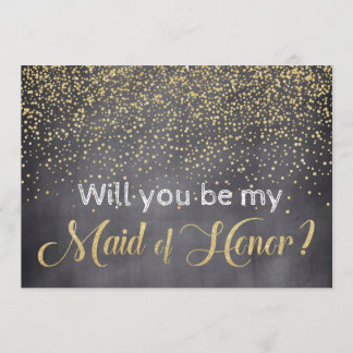 Guld & Chalkboard Är du min Maid of honor? Inbjudningar
