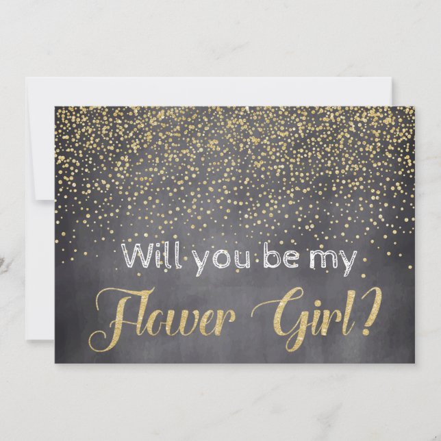 Guld & Chalkboard.. Kommer du att bli min Flower G Inbjudningar (Framsida)