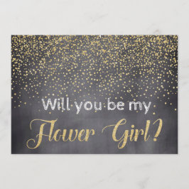 Guld & Chalkboard.. Kommer du att bli min Flower G Inbjudningar