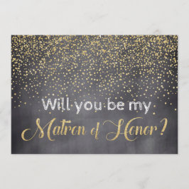 Guld & Chalkboard Kommer du att bli min hedersbety Inbjudningar