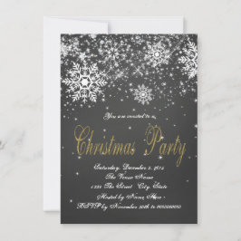Guld Chalkboard Snowflake jul Party Inbjudningar