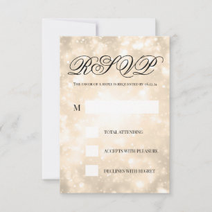 Guld Champagne Bokeh Elegant bröllop OSA Kort