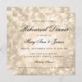 Guld Champagne Bokeh Elegant Rehearsal Dinner Inbjudningar