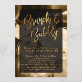 Guld Champagne Brunch & Bubly Handskriftlig Inbjudningar