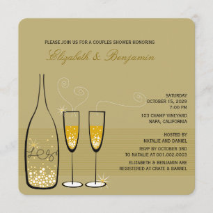 Guld Champagne Bubbelklasy Möhippa Inbjudan