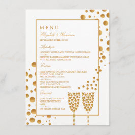 Guld Champagne Bubbles Bröllop Menu Meny