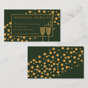Guld Champagne Bubbles, Grönt/Guld Bröllop-detalj Tilläggskort