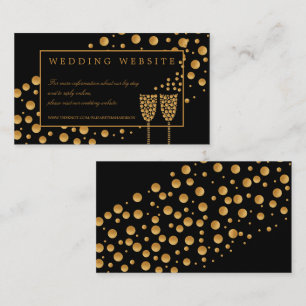 Guld Champagne Bubbles, svart/Guld Bröllop-detalj Tilläggskort