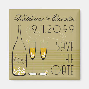 Guld Champagne Bubly Modern Classy Spara datumet Magnet