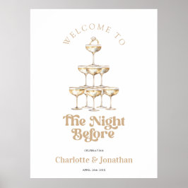 Guld Champagne Elegant Retro Rehearsal Dinner Sign Poster
