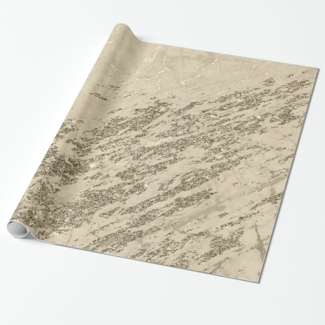 Guld Champagne Glitter Marble Glossy Presentpapper (Utrullad)