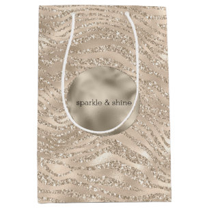 Guld Champagne Glitter Zebra tryck glam