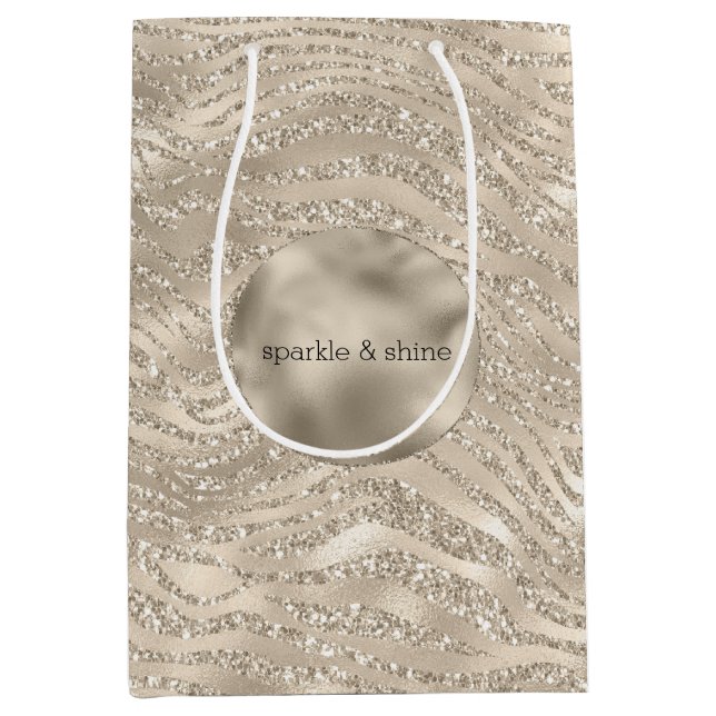 Guld Champagne Glitter Zebra tryck glam (Framsidan)