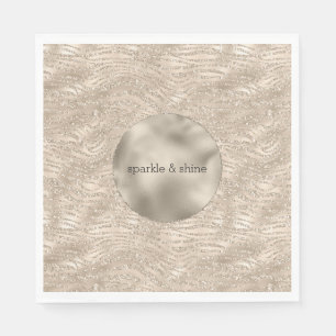 Guld Champagne Glitter Zebra tryck glam Pappersservett