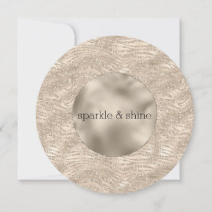 Guld Champagne Glitter Zebra tryck Julkort