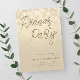 Guld Champagne Ljus Script Middagsparty  Inbjudningar