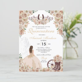 Guld Champagne Rustic Western Horse Quinceañera Inbjudningar