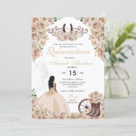 Guld Champagne Rustic Western Horse Quinceañera Inbjudningar