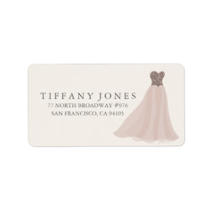 Guld Champagne Shimmer Glitter Dress Address Label Adressetikett