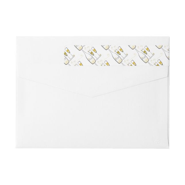 Guld champagne skål Stilfullt nyårs adress Etikettband (Baksidan)