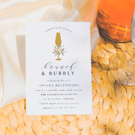 Guld Champagne Watercolor Blommigt Brunch & Bubly Meddelande