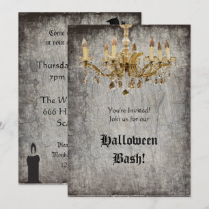 Guld Chandelier Halloween fest Inbjudningar