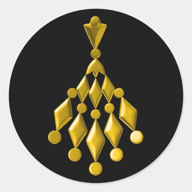 Guld chandelier runt klistermärke (Framsida)