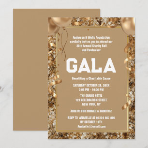 Guld Charity Boll Corporate Fundising Party Inbjudningar